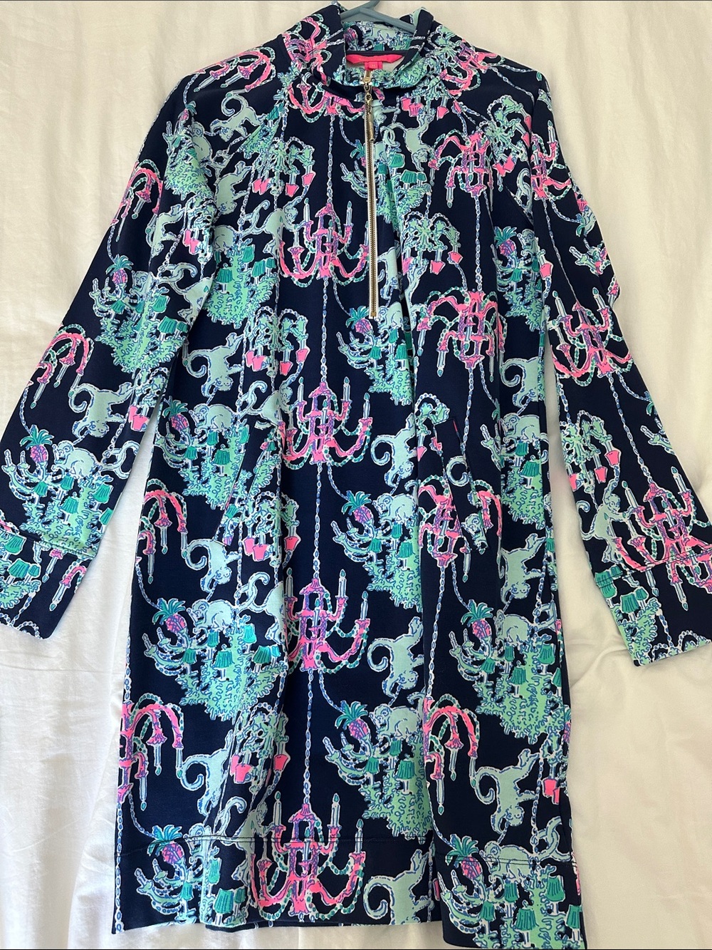 Women’s Lilly Pulitzer Skipper Popover Dress in Bright Navy Pop Monkey Trouble
